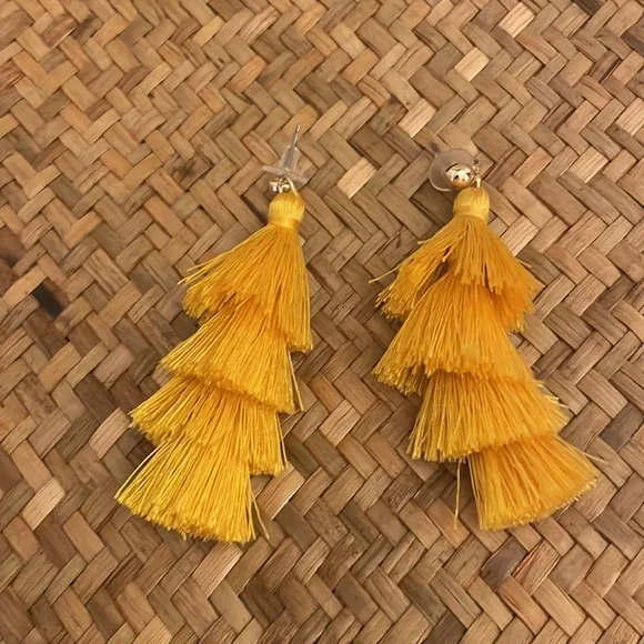 Yellow Tassel Earrings - Picture 2 of 2
